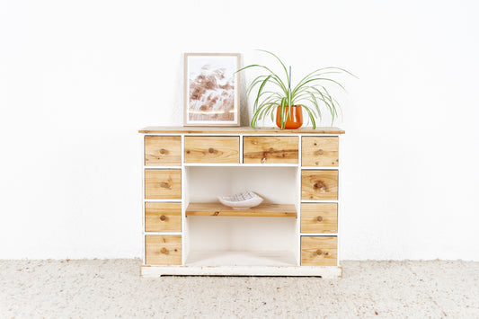 Vintage Schrank Kommode Schubladenkommode Sideboard Shabby Chic Boho Holz Weiß