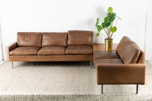 Mid Century Ledersofa Braun