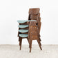 2er Set Vintage Stühle Stapelstühle Holz Polster Samt Küche Esstisch