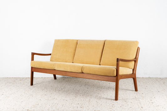 Vintage Teak Sofa Ole Wanscher Senf Gelb Couch 3 Sitzer Mid Century