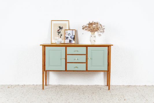 Vintage Sideboard Kommode Schubladen Massivholz Salbei