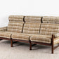 Mid Century Sofa 3 Sitzer Holz Couch Karo Polster Vintage