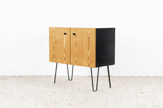 Vintage Kommode Schrank Holz Kiefer Sideboard Retro Schwarz