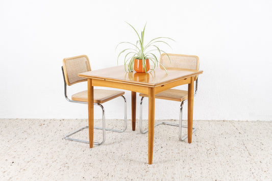 Vintage Esstisch ausziehbar Kirsch Holz Mid Century quadratisch Küche Tisch