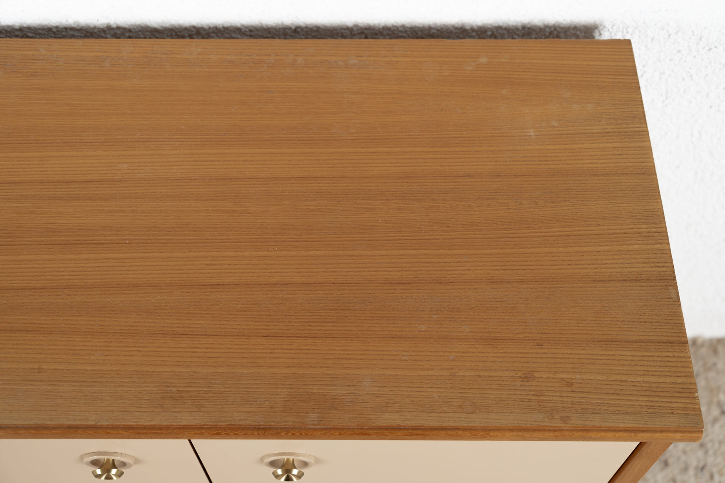 Vintage Sideboard Kommode Creme Holz Gold Mid Century Schubladen