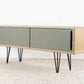 R&F Sideboard Holz Recycling Kommode Tv Board Schiebetüren Mid Century Space age Design