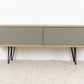 R&F Sideboard Holz Recycling Kommode Tv Board Schiebetüren Mid Century Space age Design