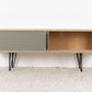 R&F Sideboard Holz Recycling Kommode Tv Board Schiebetüren Mid Century Space age Design