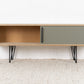 R&F Sideboard Holz Recycling Kommode Tv Board Schiebetüren Mid Century Space age Design