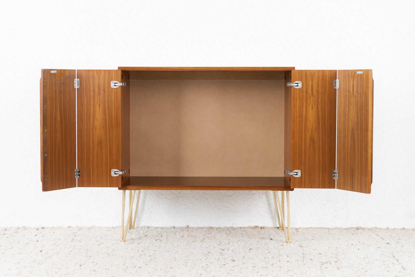 Vintage Kommode Tv Sideboard Nuss Holz Orange Mid Century Klapptüren