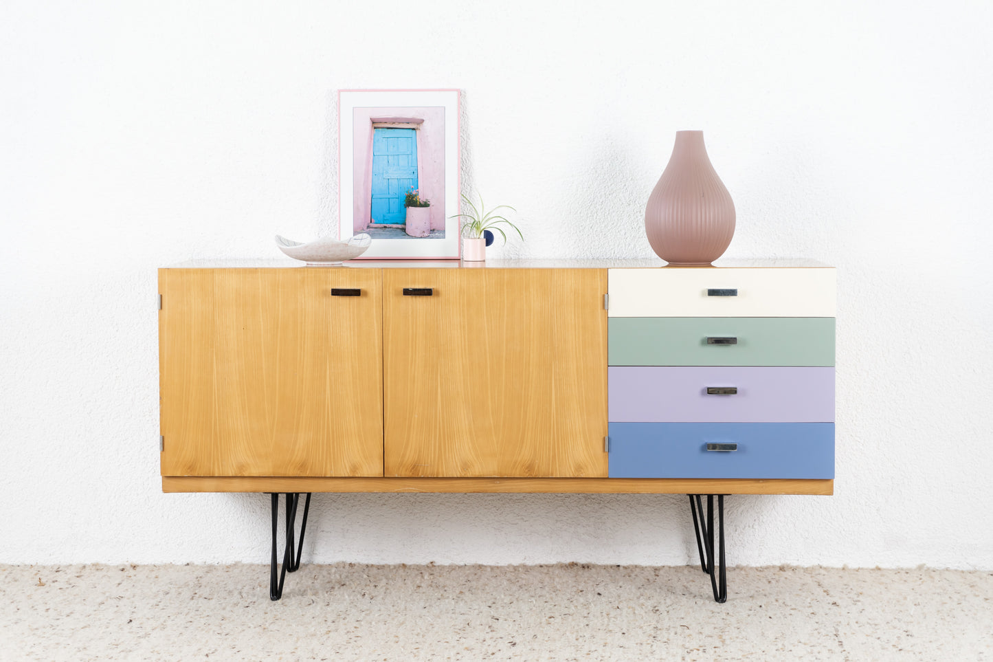 Mid Century Schubladen Sideboard Holz 60s 60er credenza loft