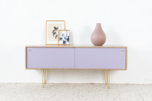 R&F Sideboard Holz Recycling Kommode Tv Board Schiebetüren Mid Century Space age Design