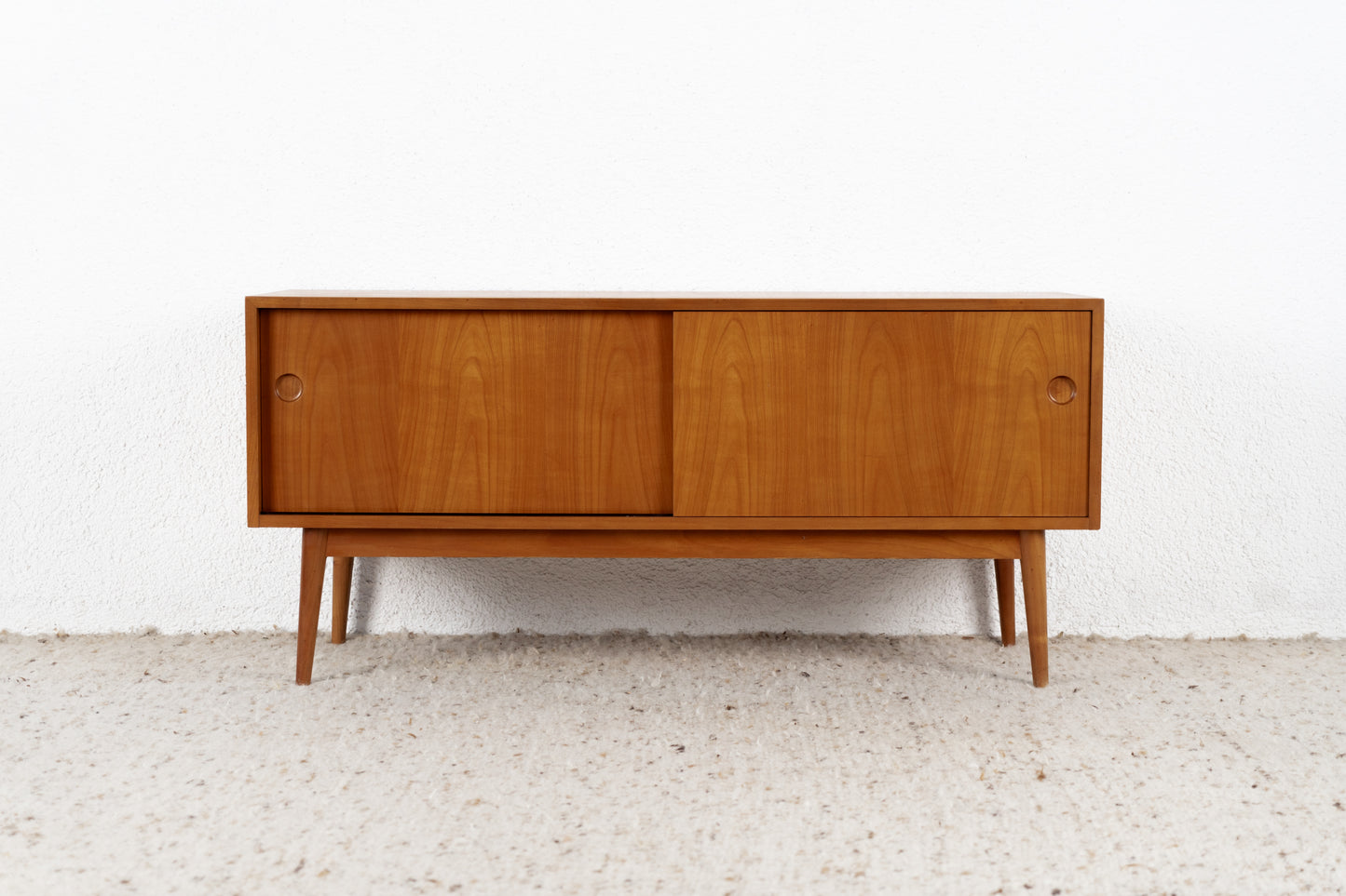 Vintage Sideboard Kommode Mid Century Holz Kirsch Schiebetüren