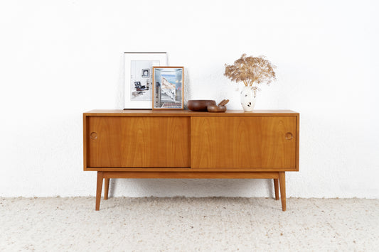 Vintage Sideboard Kommode Mid Century Holz Kirsch Schiebetüren