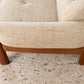 Vintage Sofa Couch Massivholz Beige Mid Century Dreisitzer 3er Nuss Holz