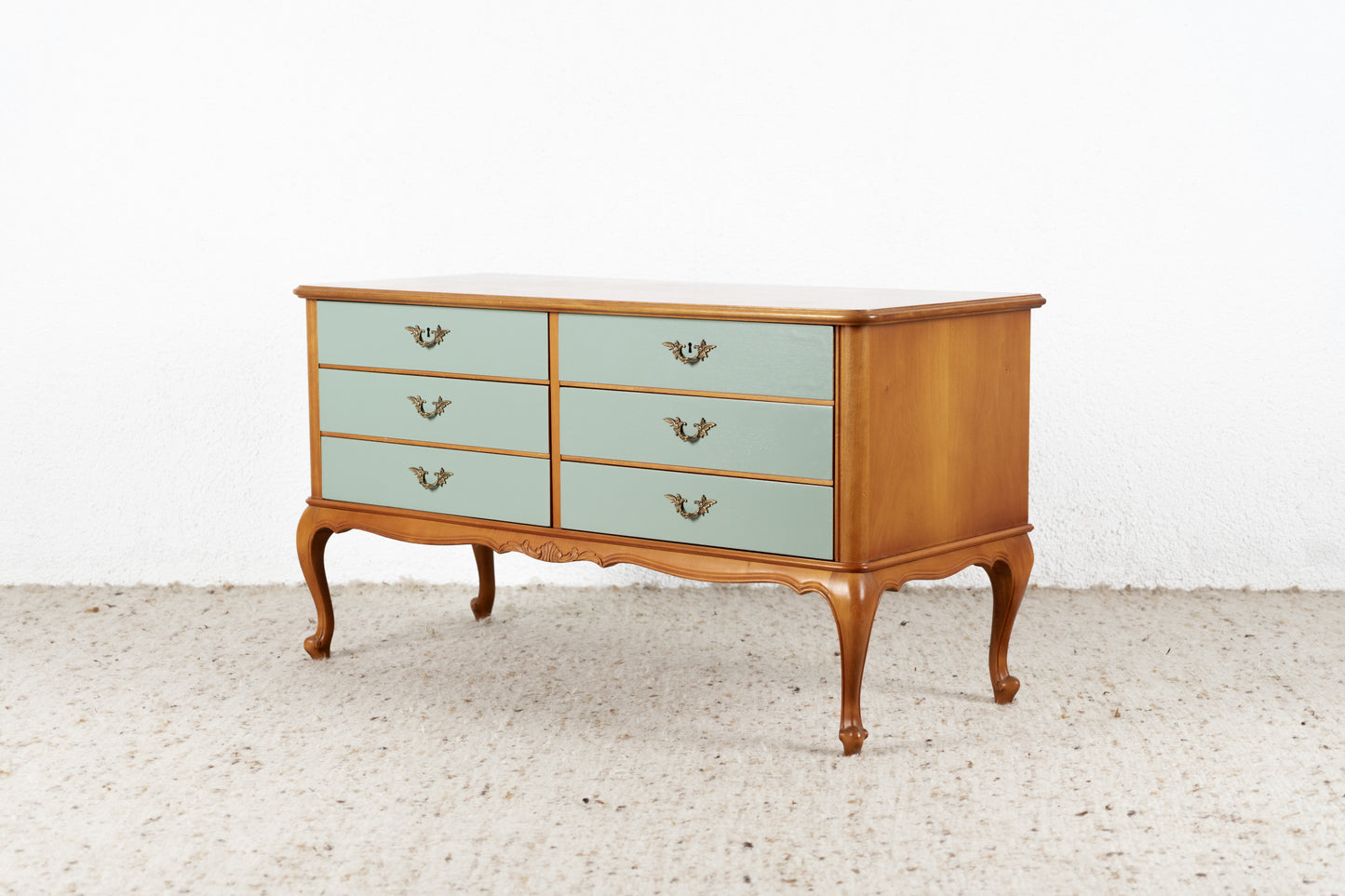 Vintage Kommode Schubladen Sideboard Holz Antik Salbei