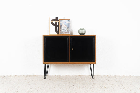 Vintage Kommode Mid Century Sideboard Holz Nuss Schwarz