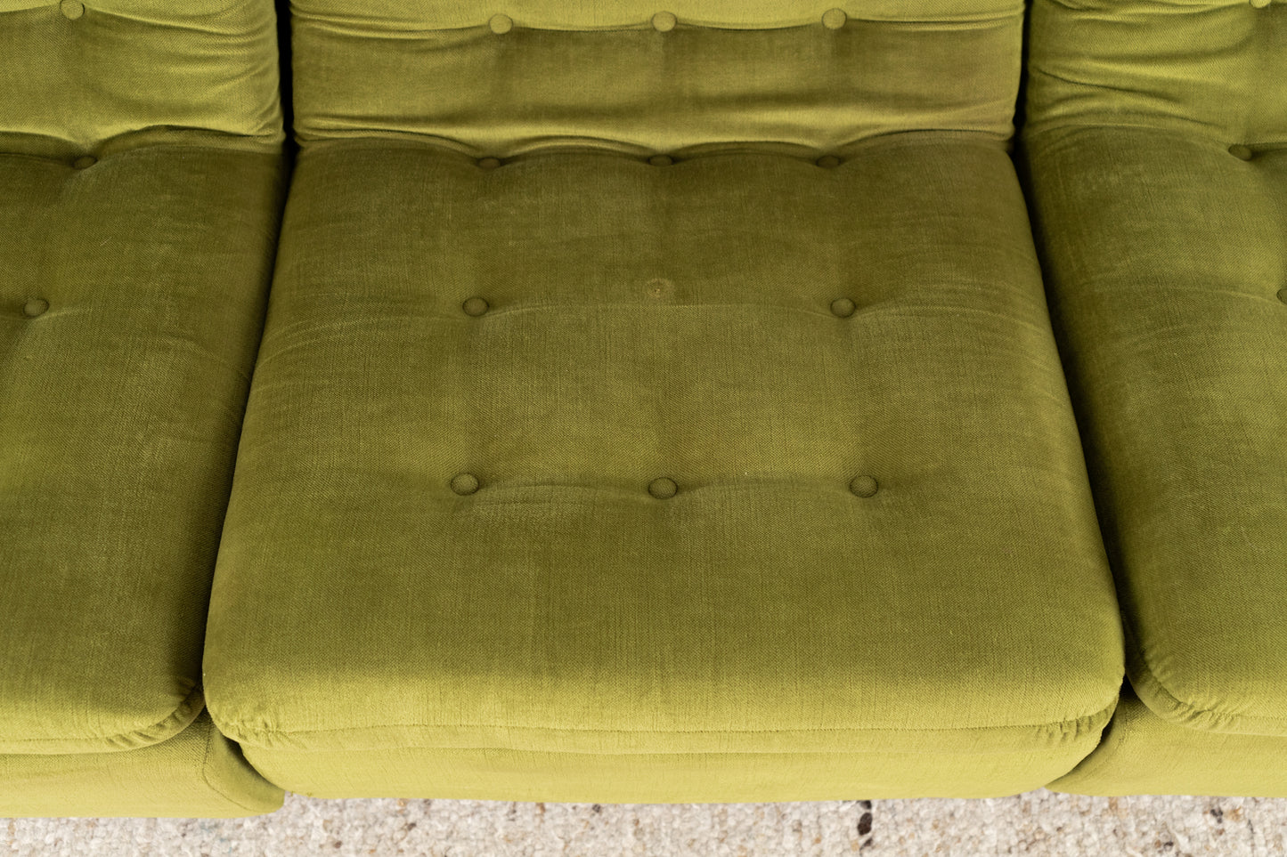 1 von 2 Vintage Sofas 1960er Grün Samt Dreisitzer Retro Mid Century Sessel Couch 60s Modular