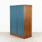 Vintage WK Möbel Kleiderschrank Schrank Holz Nussbaum Mid Century Blau