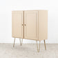 Vintage Kommode Schrank Creme Boho Mid Century Beige Gold