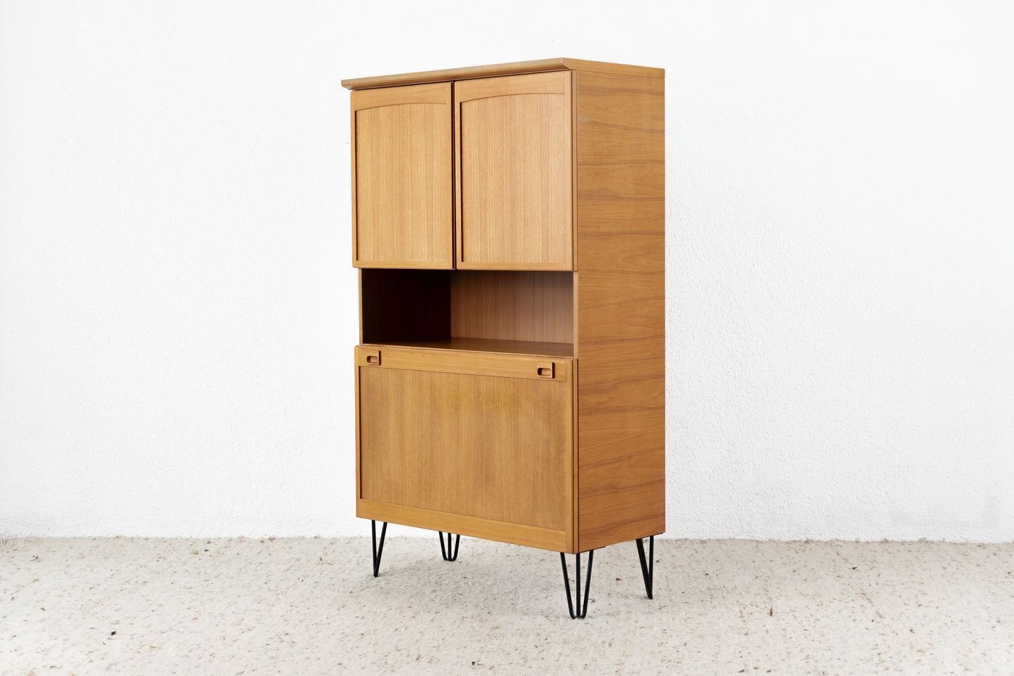 Vintage Teak Schrank Minibar Wohnzimmer Mid Century Holz 1960er 60s Bar