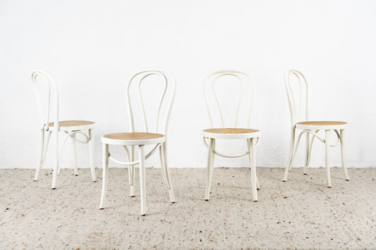 4er Set Vintage Stühle Gillis Lundgren Boho Weiß Wiener Geflecht Holz Landhaus Thonet Stil