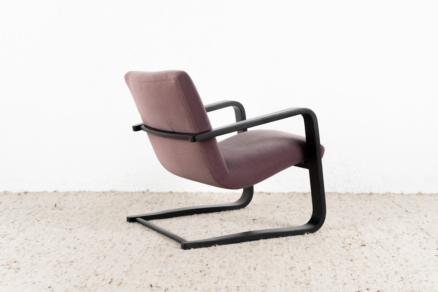 Vintage Designer Sessel Schwarz Lila Freischwinger Mid Century Lounge Armchair
