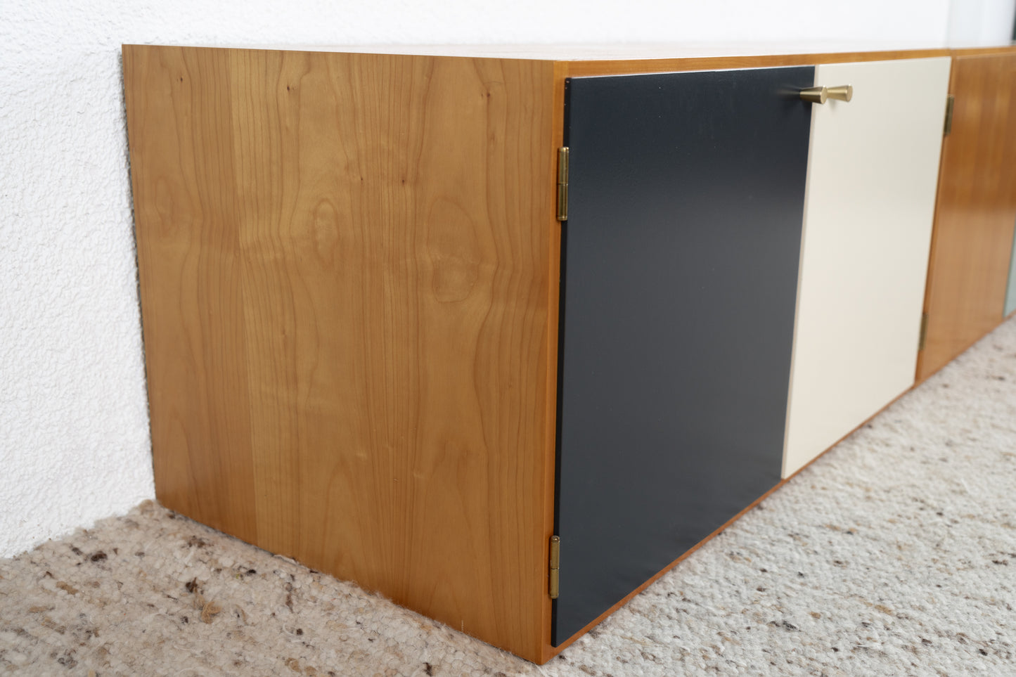 Vintage Sideboard Tv Kommode Mid Century Salbei Holz Kirsch Zweiteilig 60s