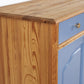 Vintage Sideboard Highboard Wohnzimmer Mid Century Holz Kiefer Schubladen Blau