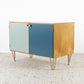 Vintage Kommode Sideboard Mid Century Holz Kirsch Salbei Blau Tv Board 60s 1960er