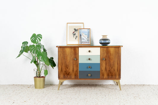 Vintage Sideboard Kommode Schubladen Holz Mid century