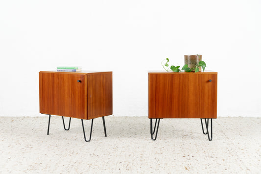 2er Set Nachttische Mid Century Nuss Holz