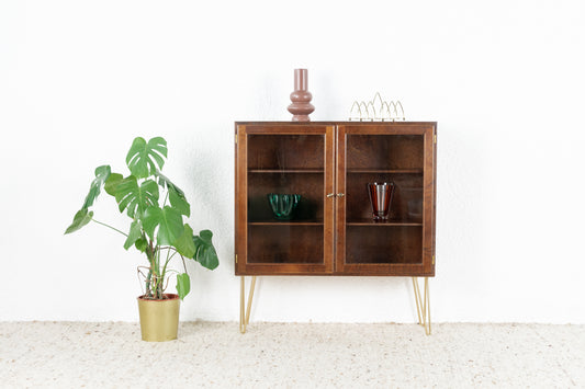 Vintage Sideboard Mahagoni Holz Vitrine Holz Kommode Schrank 60s Mid Centurs