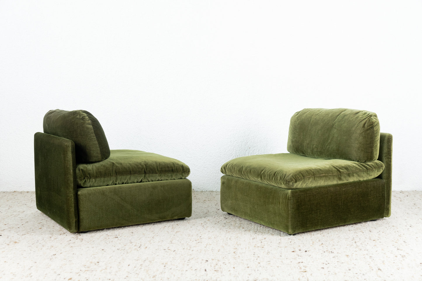 2er Set Sessel Sofa Vintage Samt Grün