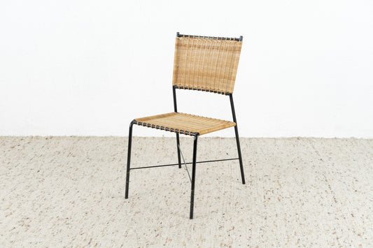 Stuhl Vintage Metall Rattan