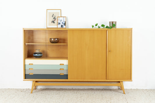 EHD Vintage Highboard Sideboard Rüster Holz Mid Century 60s Schrank Kommode