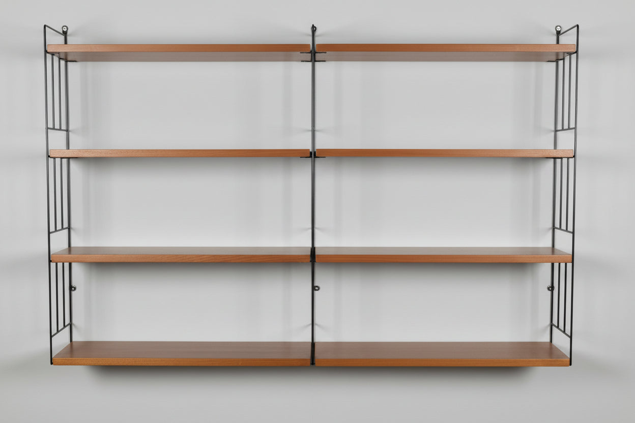 WHB STRING REGAL nussbaum holz wandregal bücher vintage mid century 1960er 60s