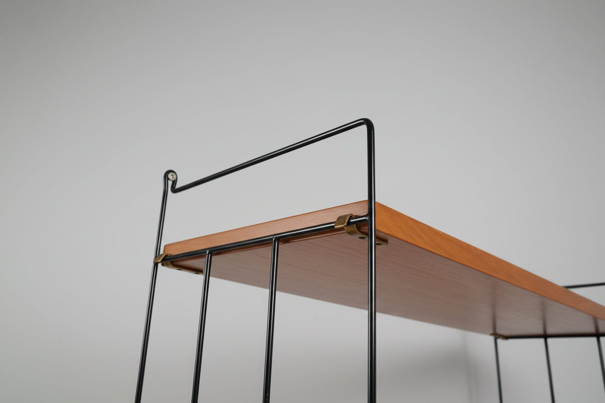 WHB STRING REGAL nussbaum holz wandregal bücher vintage mid century 1960er 60s