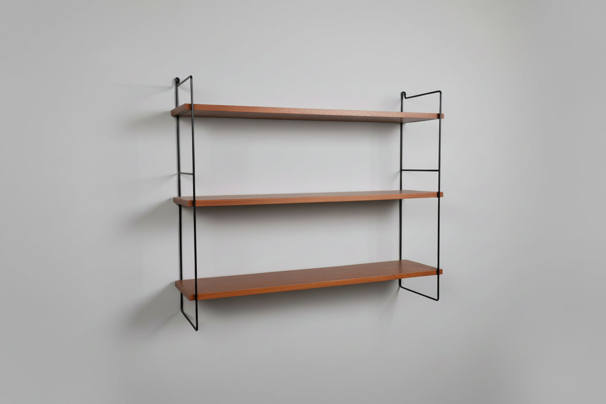 VINTAGE STRING REGAL nussbaum vintage mid century bücher wand 60s