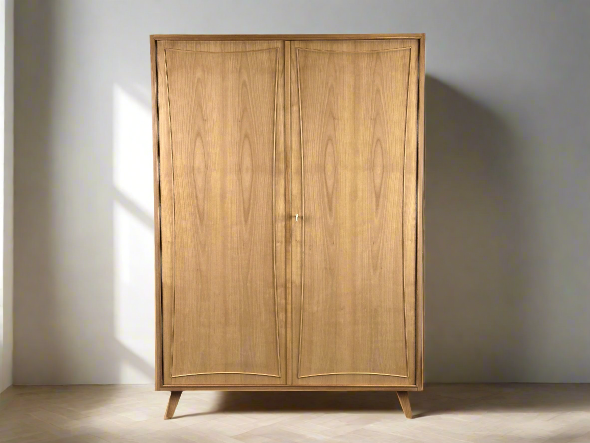 MID CENTURY KLEIDERSCHRANK schrank rüster holz vintage 1960er 60s