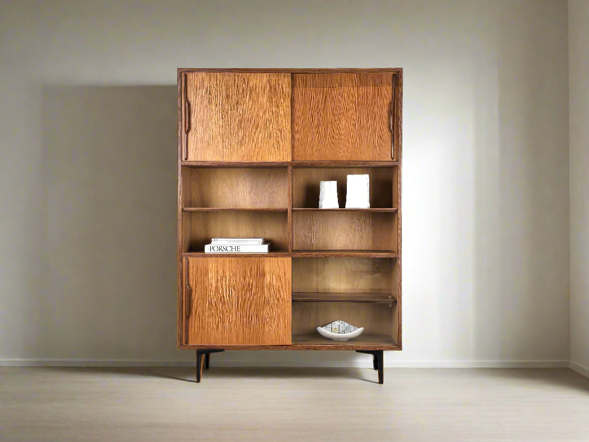 MID CENTURY TEAK SCHRANK vintage wohnzimmer kleider regal kommode holz vitrine