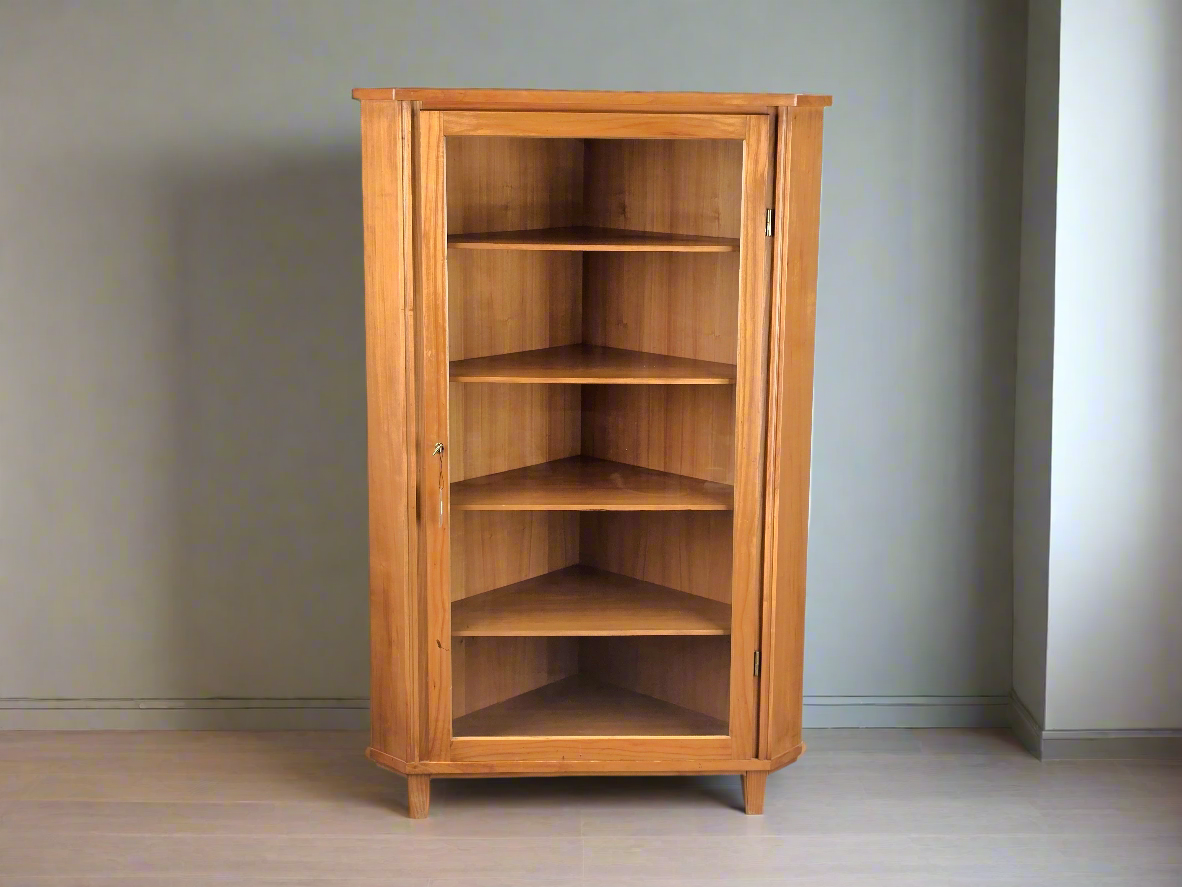 VINTAGE ECKVITRINE vitrine eckschrank eckkommode holz antik eck
