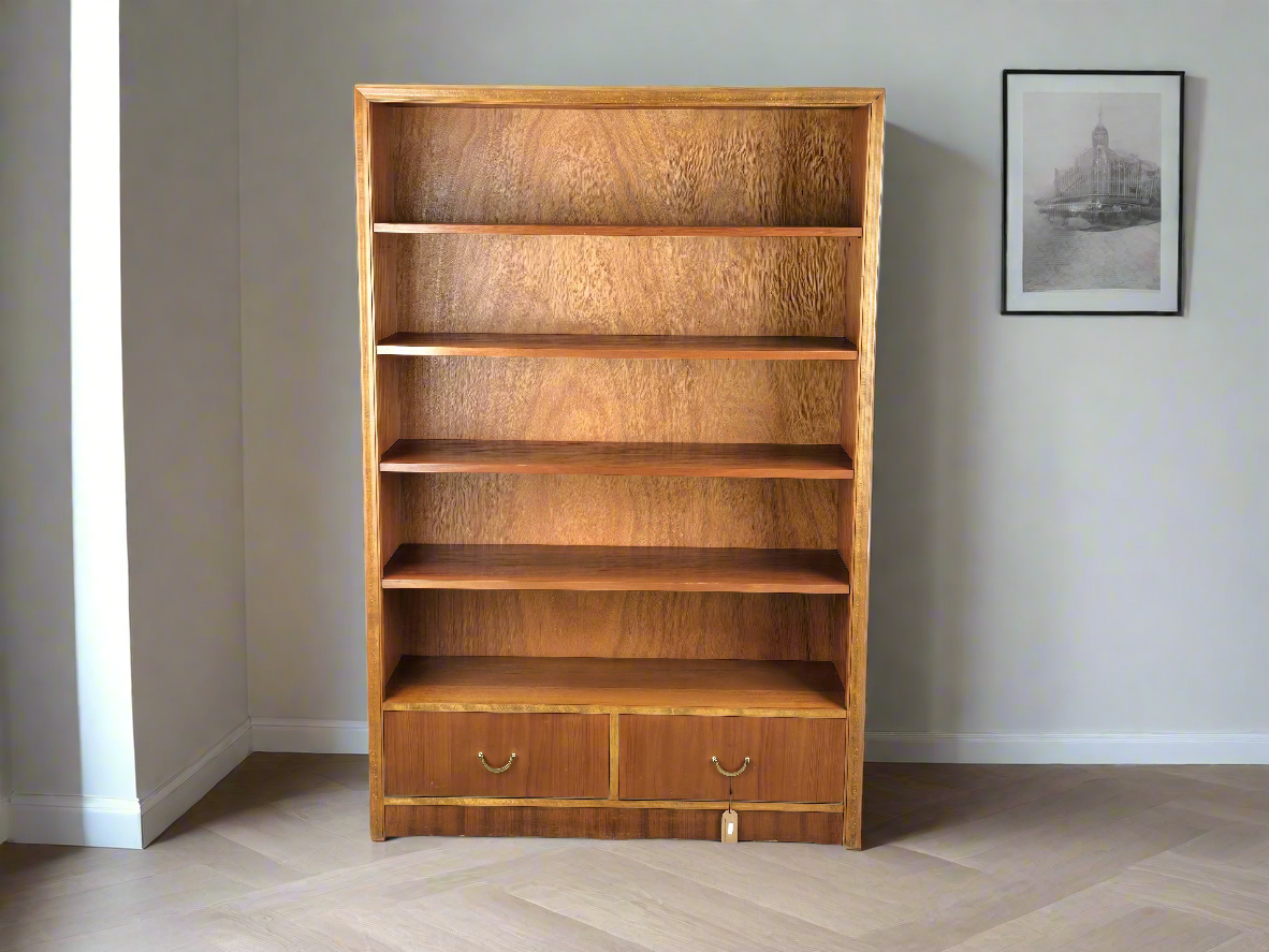 VINTAGE REGAL bücher holz nussbaum schrank bücherregal büro aktenschrank 1950er