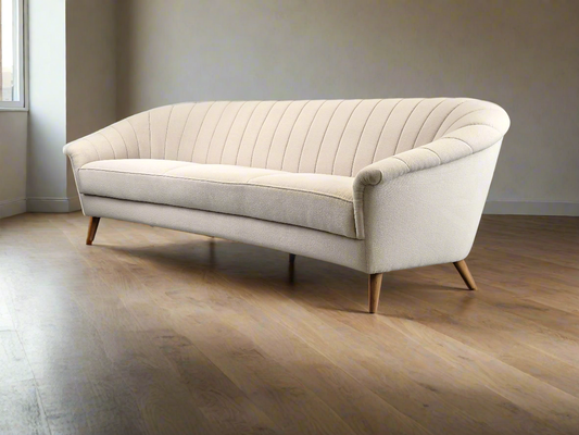 MID CENTURY SOFA couch 3er beige weiß vintage garnitur samt dänemark