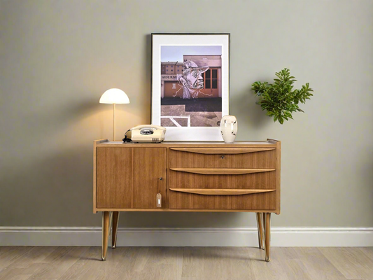MID CENTURY SIDEBOARD holz nussbaum kommode tv lowboard vinage schubladen