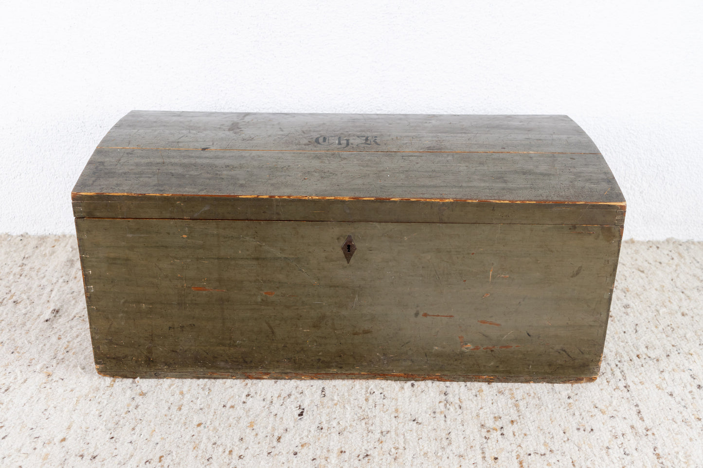 Vintage Holz Truhe / Box Industrial Bundeswehr grün Kommode