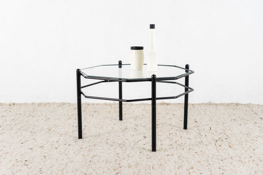 Vintage Couchtisch Glas Schwarz Mid Century Wohnzimmer