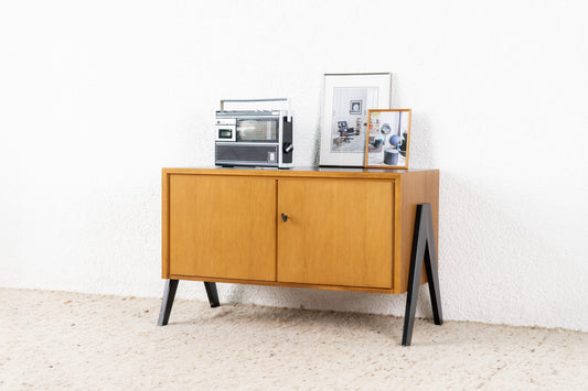 Mid Century Kommode Sideboard Holz Tv Nuss Schwarz