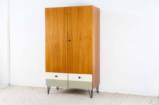 MID-CENTURY TEAK Kleiderschrank Schrank 60er Vintage Pastell Hairpin
