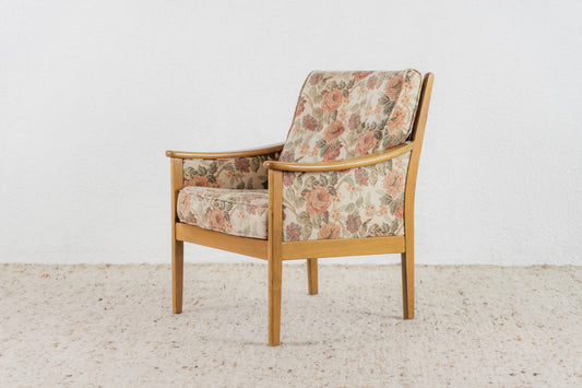 Vintage Sessel Holz Blumen Armchair Stuhl Landhaus